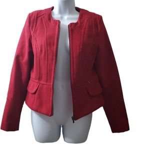 Express Womens 2011 Red Peplum Full Zip Jacket